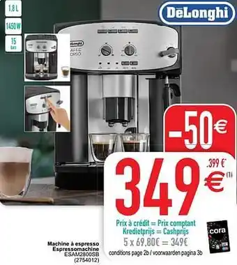 Cora Delonghi machine à espresso espressomachine esam2800sb aanbieding