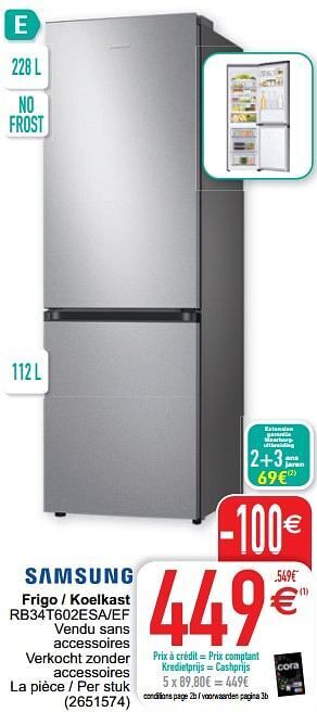 Cora Samsung frigo - koelkast rb34t602esa-ef aanbieding