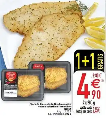 Cora Filets de limande du nord meunière noorse scharfilets meunière cora aanbieding