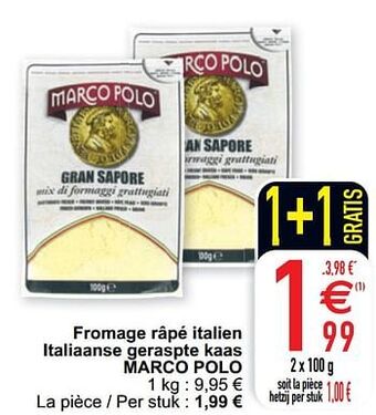 Cora Fromage râpé italien italiaanse geraspte kaas marco polo aanbieding