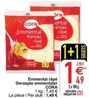 Cora Emmental râpé geraspte emmentaler cora aanbieding