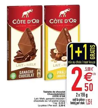 Cora Tablette de chocolat chocoladetablet côte d`or aanbieding