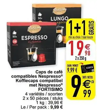 Cora Caps de café compatibles nespresso koffiecaps compatibel met nespresso fortisimo aanbieding
