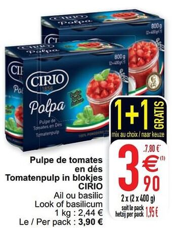 Cora Pulpe de tomates en dés tomatenpulp in blokjes cirio aanbieding