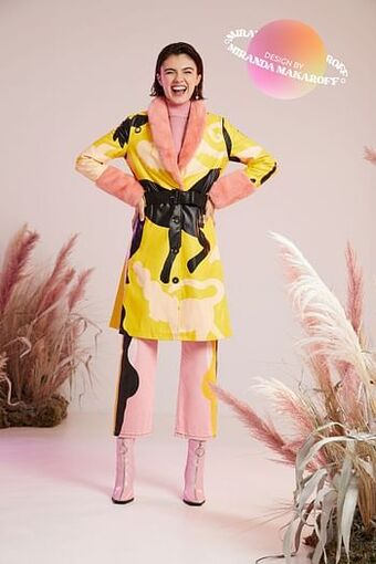 Desigual Jas met riem met vierkante gespsluiting - YELLOW - S aanbieding