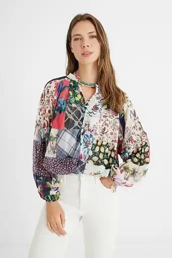 Desigual Oversized blouse met maokraag - WHITE - L aanbieding