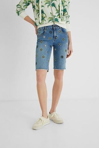Desigual Korte jeans met mandala’s - BLUE - 26 aanbieding