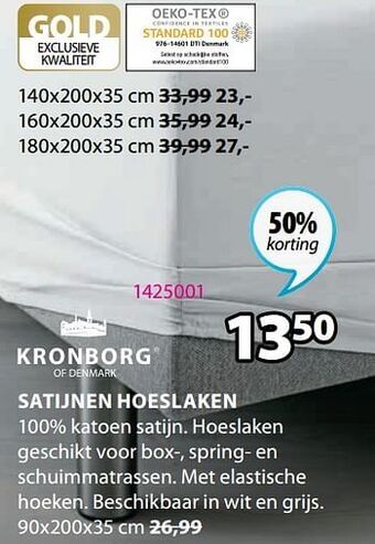 Jysk Satijnen hoeslaken aanbieding