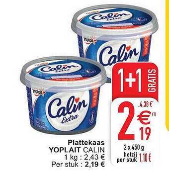 Cora Plattekaas Yoplait Calin aanbieding
