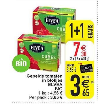 Cora Gepelde Tomaten In Blokjes Elvea aanbieding