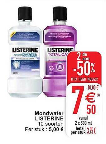 Cora Mondwater Listerine aanbieding