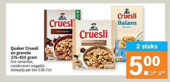 Albert Heijn Quaker Cruesli En Granola aanbieding