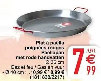 Cora Plat à paëlla poignées rouges paellapan met rode handvatten aanbieding