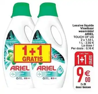 Cora Lessive liquide vloeibaar wasmiddel ariel touch of us aanbieding
