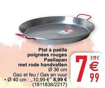 Cora Plat à paëlla poignées rouges paellapan met rode handvatten aanbieding