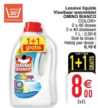 Cora Lessive liquide vloeibaar wasmiddel omino bianco color+ aanbieding