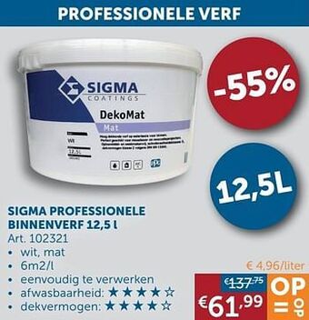 Zelfbouwmarkt Sigma professionele binnenverf aanbieding