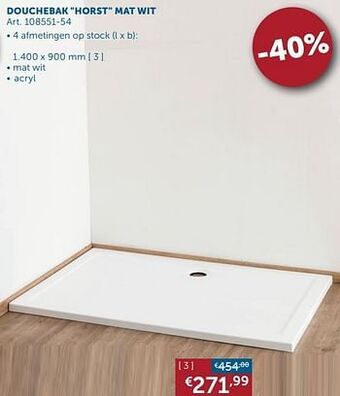 Zelfbouwmarkt Douchebak horst mat wit aanbieding