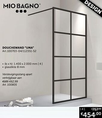 Zelfbouwmarkt Douchewand uma aanbieding