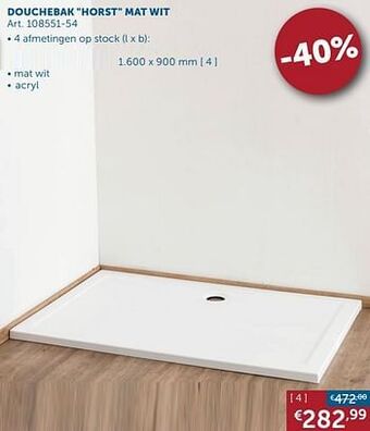 Zelfbouwmarkt Douchebak horst mat wit aanbieding