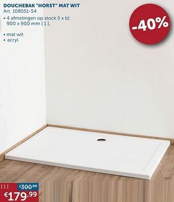 Zelfbouwmarkt Douchebak horst mat wit aanbieding