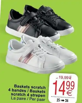 Baskets scratch 4 bandes - baskets scratch 4 strepen