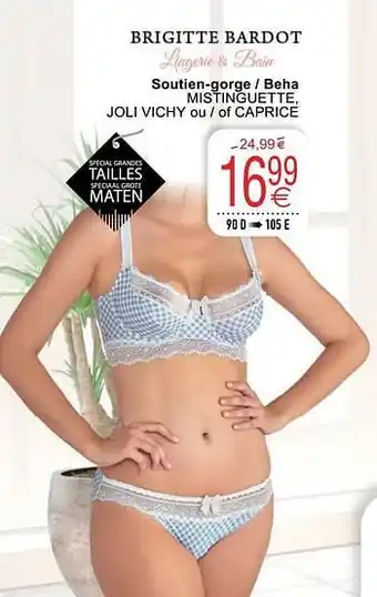 Soutien-gorge - beha mistinguette, joli vichy ou - of caprice