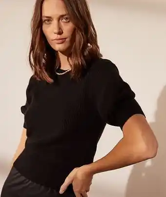 Trui in tricot met ballonmouwen - L - ZWART - Etam