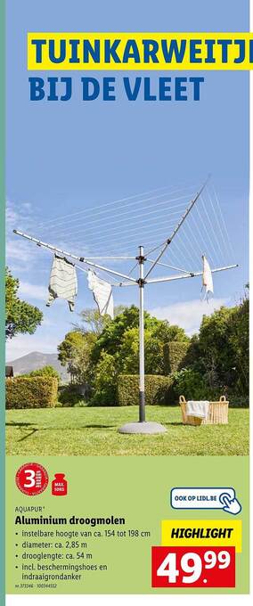 Lidl Aluminium Droogmolen aanbieding