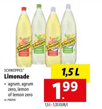 Lidl Schweppes Limonade aanbieding