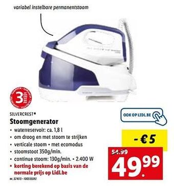 Lidl Silvercrest stoomgenerator aanbieding