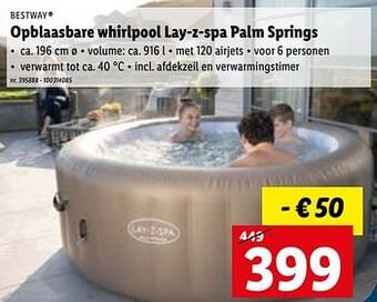 Lidl Opblaasbare whirlpool lay-z-spa palm springs aanbieding