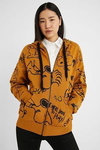 Desigual Oversized sweatvest Snoopy - YELLOW - M aanbieding