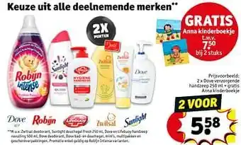 Kruidvat Dove verzorgende handzeep + gratis anna kinderboekje aanbieding