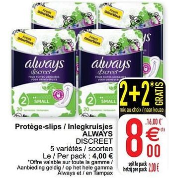 Cora Protège-slips - inlegkruisjes always discreet aanbieding