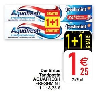 Cora Dentifrice tandpasta aquafresh freshmint aanbieding