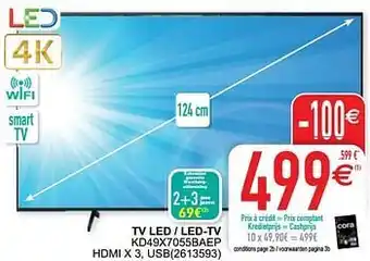 Cora Sony tv led - led-tv kd49x7055baep aanbieding