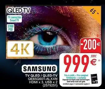 Cora Samsung tv qled - qled-tv qe65q60t-alxxn aanbieding