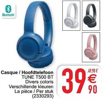 Cora Jbl casque - hoofdtelefoon tune t500 bt aanbieding