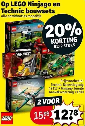 Kruidvat Technic racevliegtuig 42117 + ninjago jungle aanvalsvoertuig 71700 aanbieding