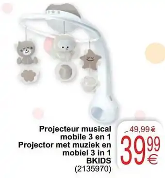 Cora Projecteur musical mobile 3 en 1 projector met muziek en mobiel 3 in 1 bkids aanbieding