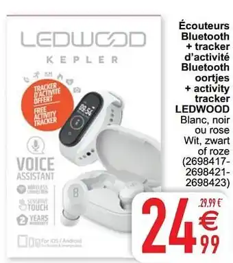 Cora Écouteurs bluetooth + tracker d`activité bluetooth oortjes + activity tracker ledwood aanbieding