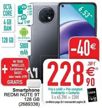 Cora Xiaomi smartphone redmi note 9t 128 gb aanbieding