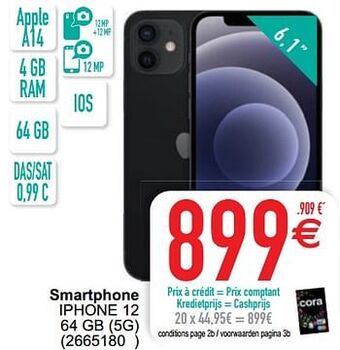 Cora Apple smartphone iphone 12 64 gb aanbieding
