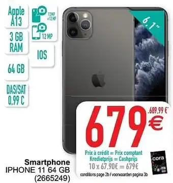Cora Apple smartphone iphone 11 64 gb aanbieding