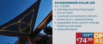 Zelfbouwmarkt Schaduwdoek solar led aanbieding