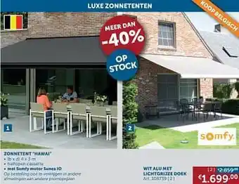 Zelfbouwmarkt Zonnetent hawai wit alu met lichtgrijze doek aanbieding