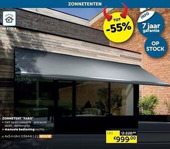Zelfbouwmarkt Zonnetent faro manuele bediening rechts aanbieding