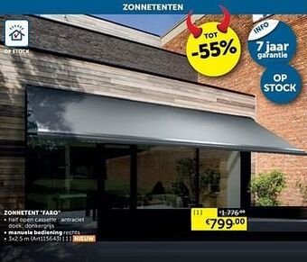 Zelfbouwmarkt Zonnetent faro manuele bediening rechts aanbieding