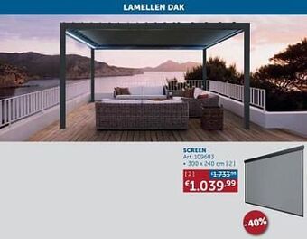 Lamellen dak screen (bescherming tegen zon en wind